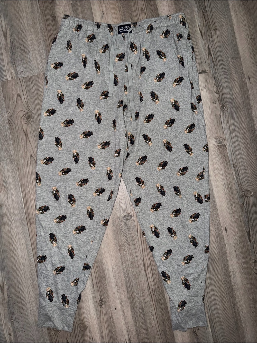Polo Ralph Lauren Bear Print Jogger Pants Gray Mens Lounge PJ Bottoms XL